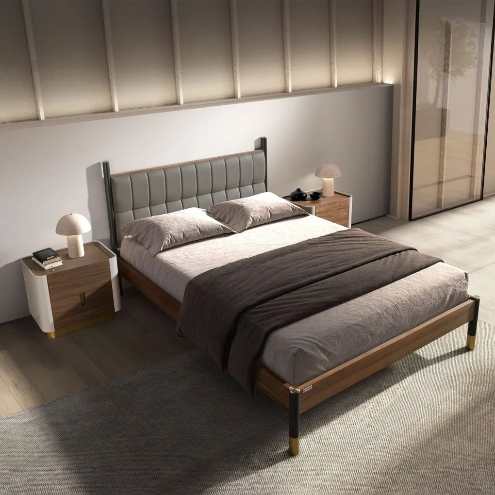 Pat dublu tapitat design LUX Dark grey, 160x200cm