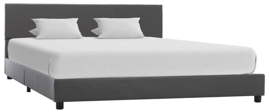 vidaXL Cadru de pat, gri, 120x200 cm, piele ecologică