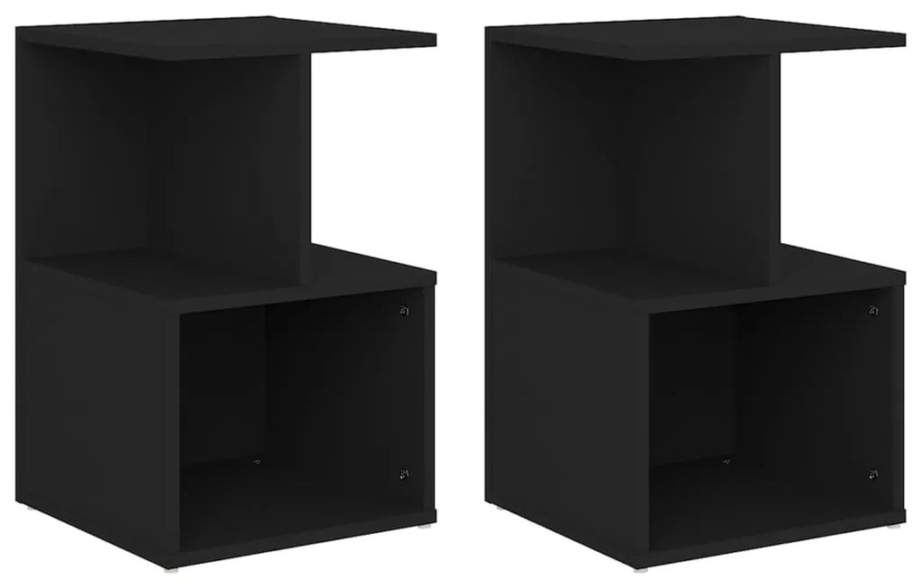 806349 vidaXL Noptiere, 2 buc., negru, 35x35x55 cm, PAL
