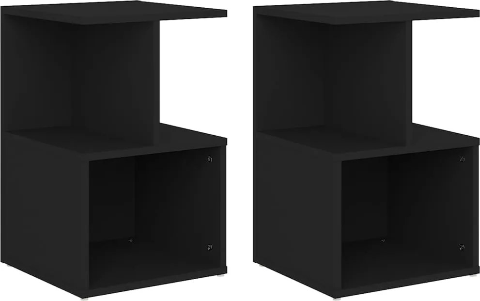 vidaXL Noptiere, 2 buc., negru, 35x35x55 cm, PAL