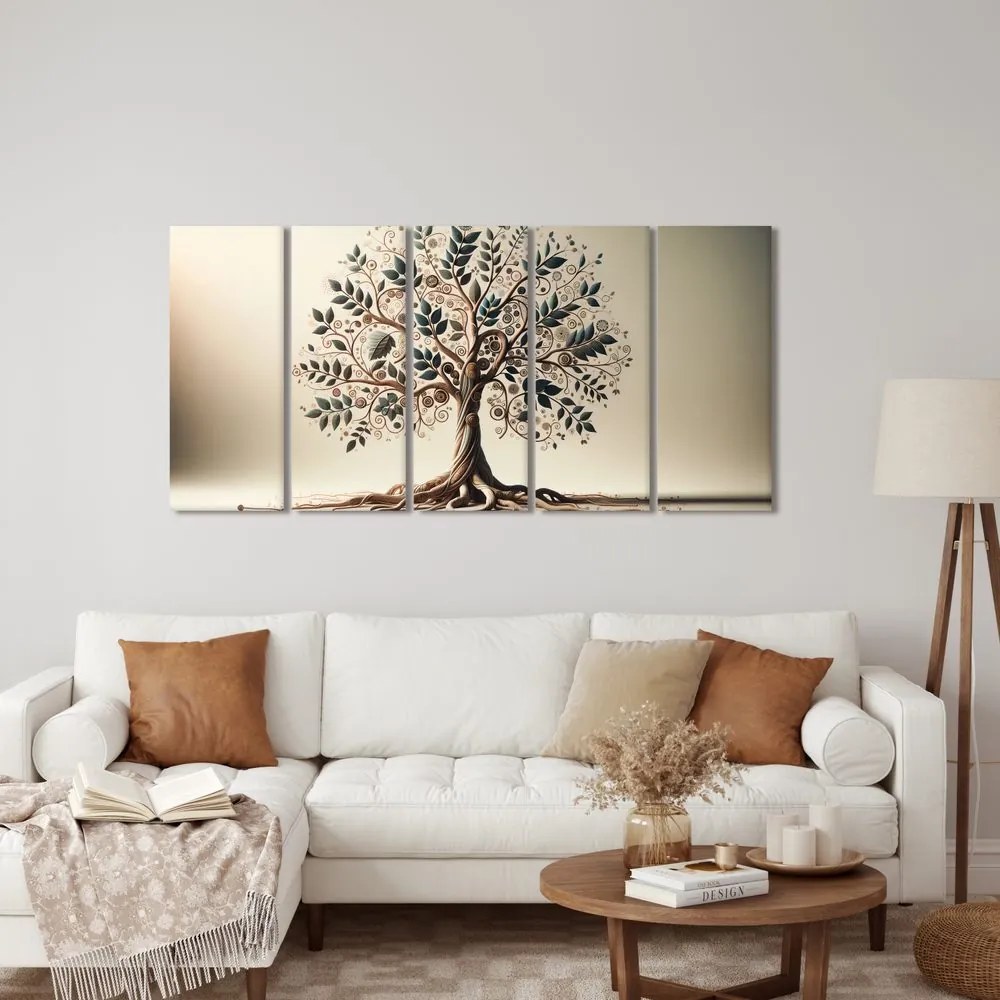 Tablou 5-piese arborele vieții decorativ cu ornamente