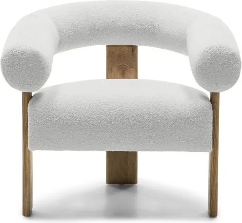 Fotoliu design alb KOKEI, stejar