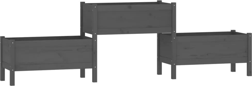 vidaXL Jardinieră, gri , 245,5x44x75 cm, lemn masiv de pin