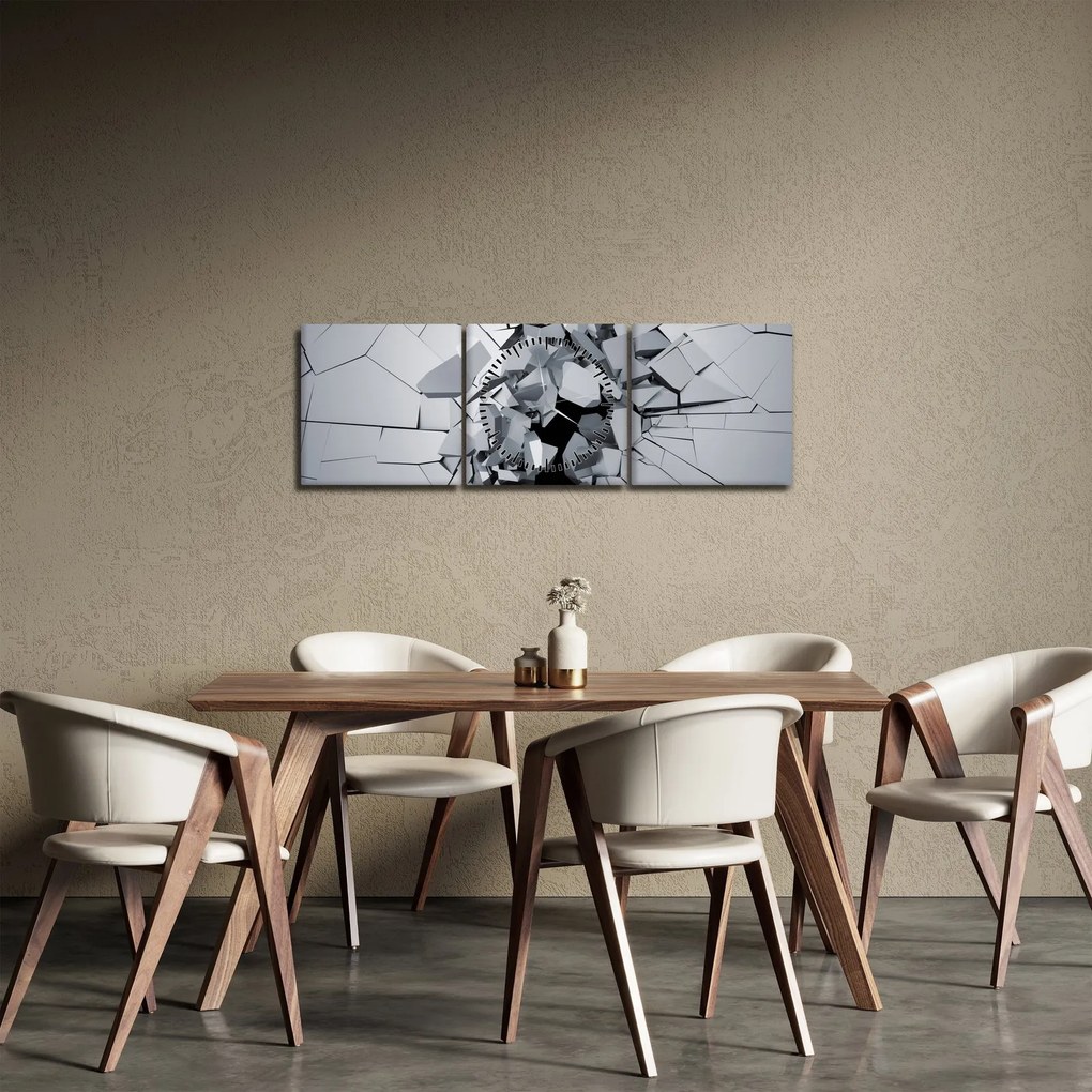 Tablou abstracție 3D (cu ceas) (90x30 cm)