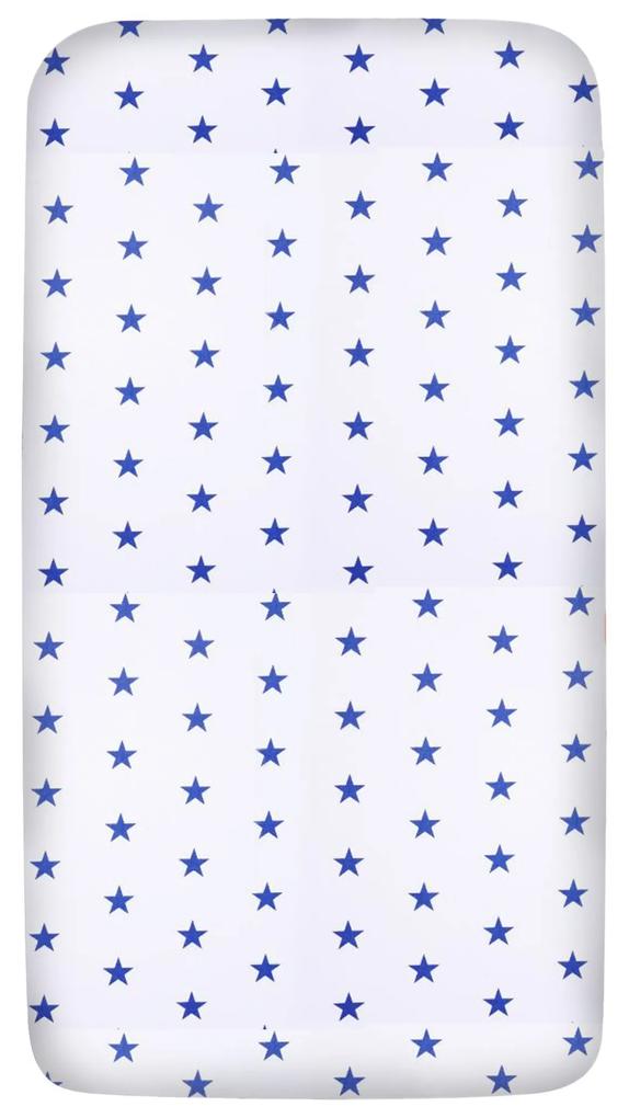 Cearceaf din bumbac cu elastic roata pentru patut 120x60 cm Kidizi Blue Stars