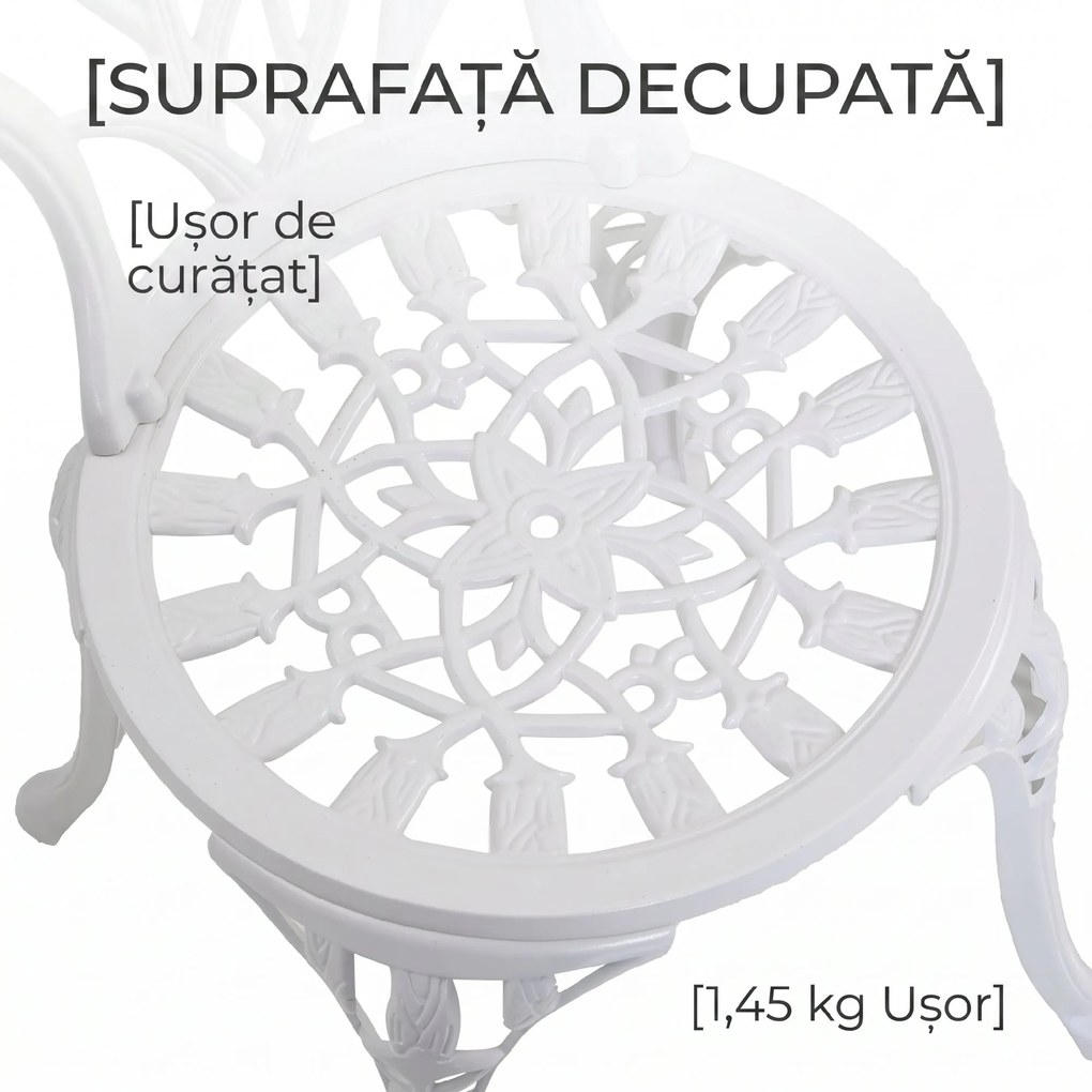Outsunny Set de Gradina 3 Piese din Aluminiu cu 2 Scaune