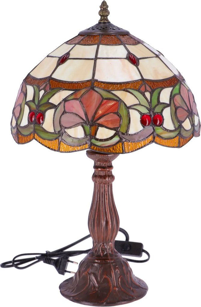 Lampa de masa Tiffany Lotus h 45 cm, abajur 30 cm
