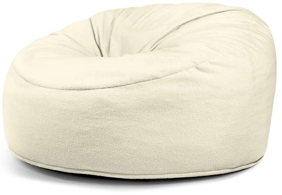 Fotoliu bean bag crem cu tapițerie din țesătură bouclé Om 135 – SLOWDOWN