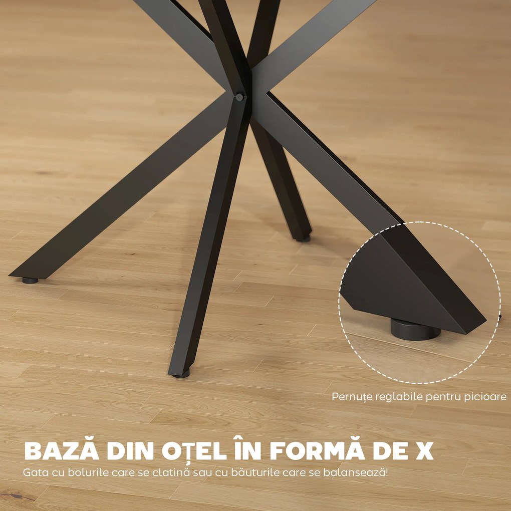 HOMCOM Extendable Dining Table for 4-6, 100-135 cm Industrial Kitchen Table with Butterfly Leaf and X-Shape Base, Round to Oval for Dining Room, Living Room, Natural Wood Finish | Aosom Romania