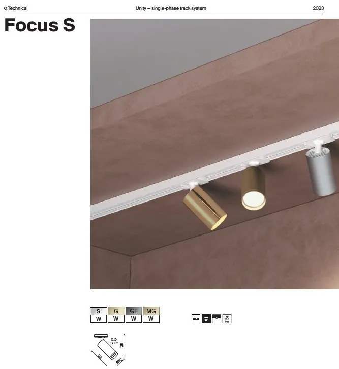 Spot, accesoriu pentru sinele monofazate Unity, Focus S auriu mat, alb