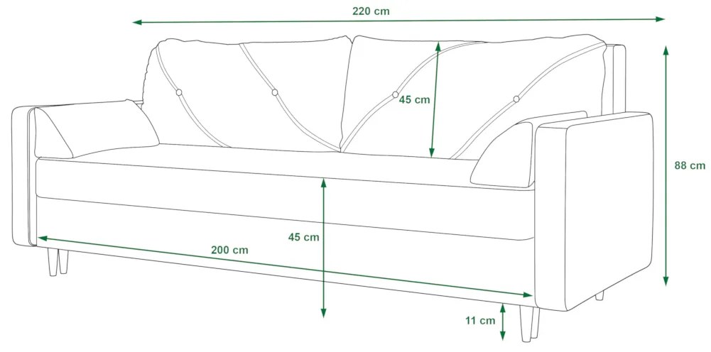 Supermobel Canapea ASTRA, 220x88x85, cosmic 10