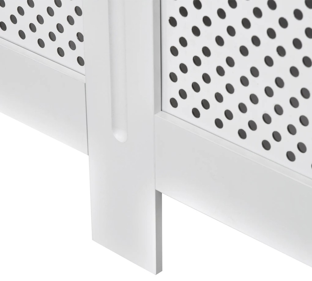 HOMCOM Carcasă Modernă pentru Calorifer, Model cu Gratii din MDF, Design cu Lamele pentru Casă și Birou, 111,5x82x19 cm, Alb | Aosom Romania