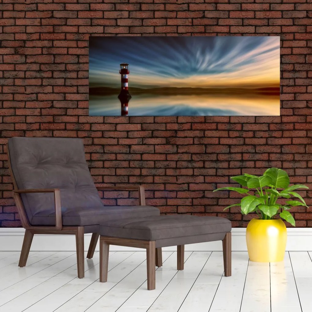 Tablou cu farul în mare (120x50 cm)