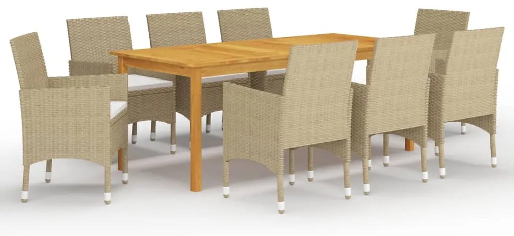 vidaXL Set mobilier de grădină, 9 piese, bej