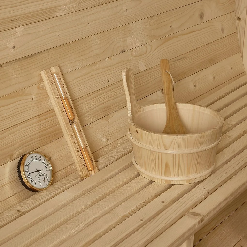 Vonkajšia sudová sauna Spitzbergen M dĺžka 120 cm priemer 190 cm (3,6 kW)