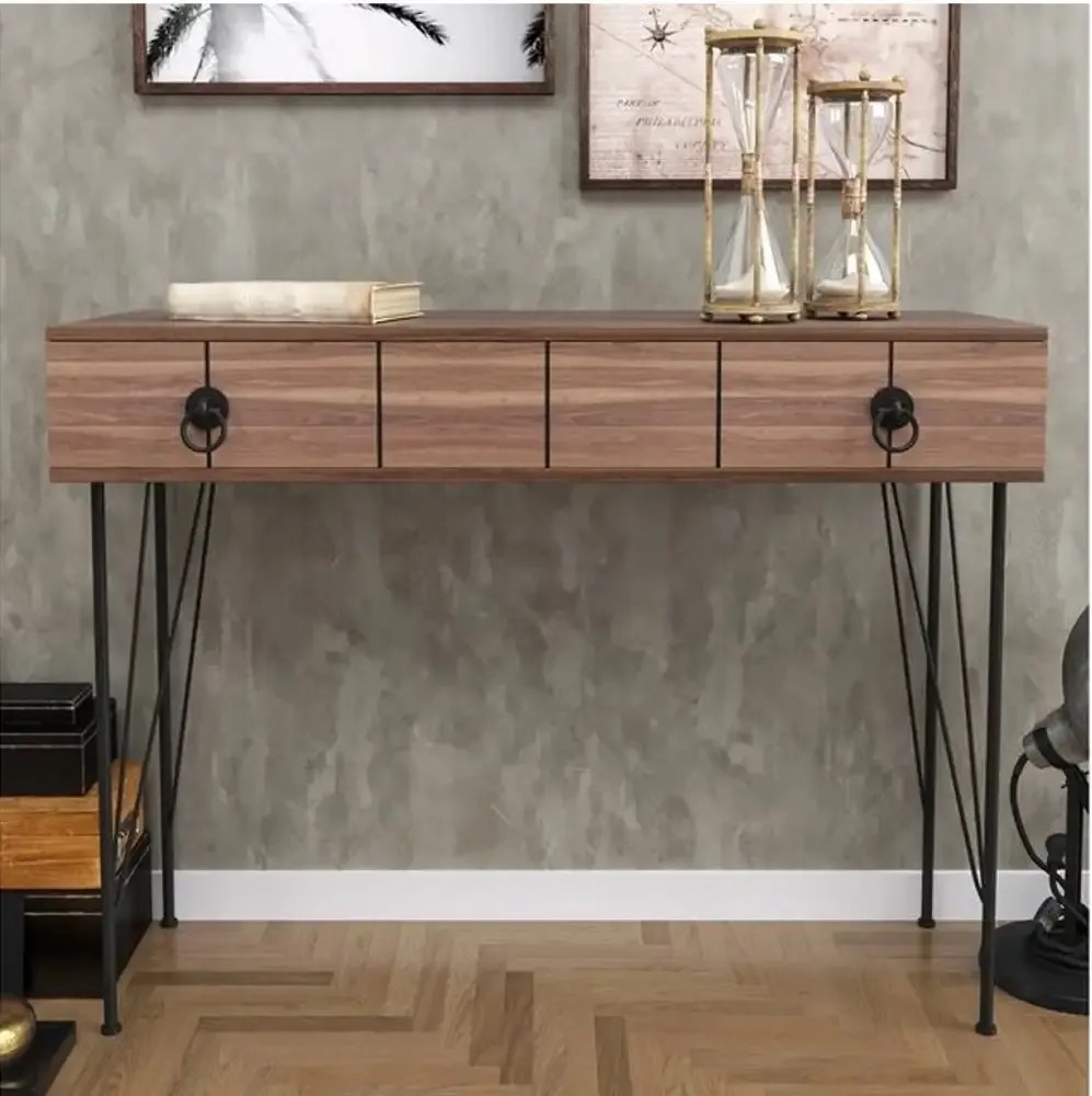 Consola hol Aida cu sertar culoare nuc si negru