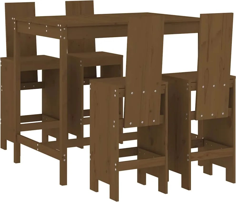 vidaXL Set mobilier bar de grădină, 5 piese, maro miere lemn masiv pin