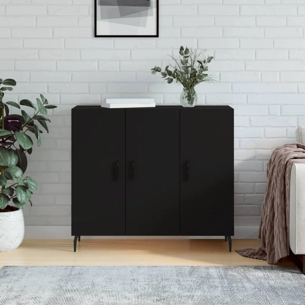 828125 vidaXL Servantă, negru, 90x34x80 cm, lemn compozit