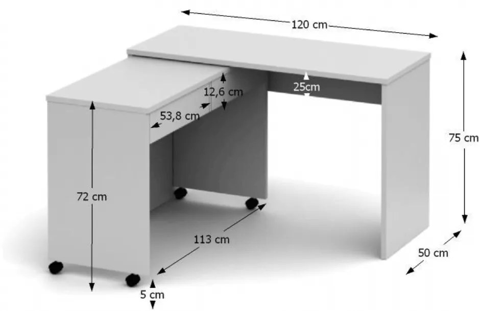 Masa extensibila PC cu sertare, alb,Bortis Impex alb