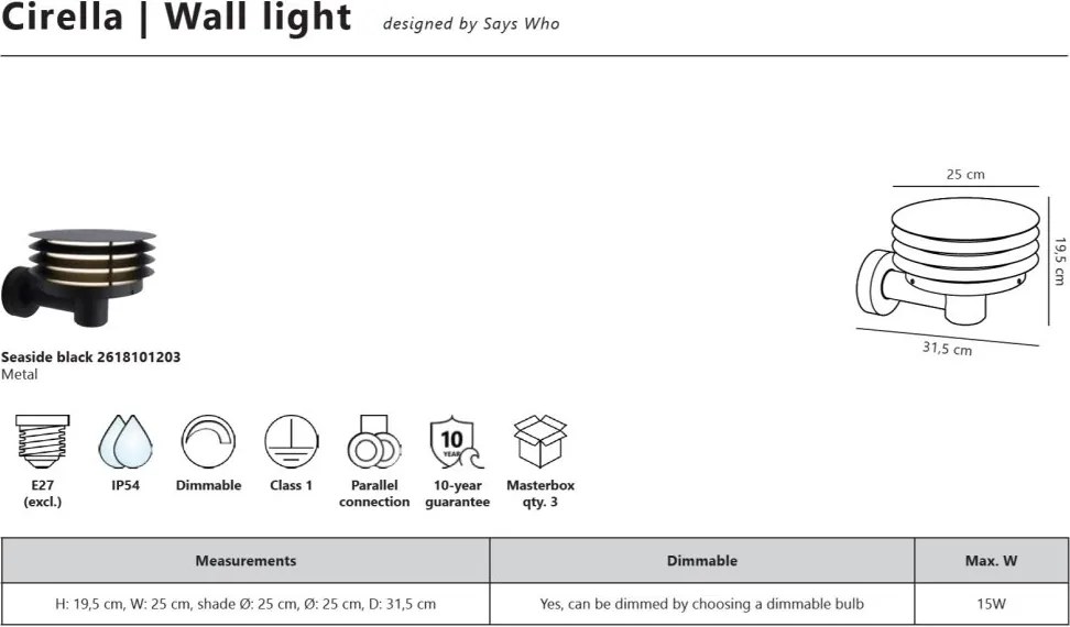 Aplica de perete exterior design nordic modern IP54 Cirella