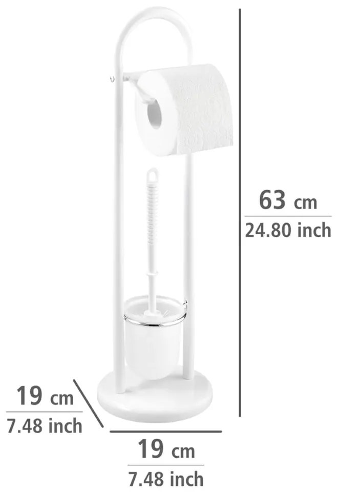 Perie de toaletă cu suport pentru hârtie Wenko Siena, alb