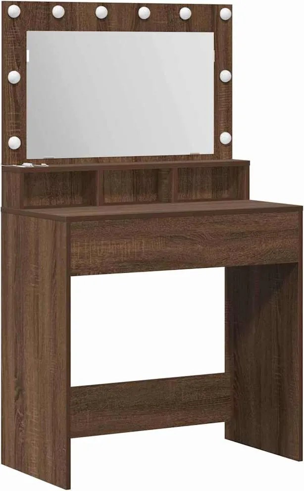 vidaXL Masă de Machiaj Stejar închis 75,5 x 41 x 135 cm Lemn compozit