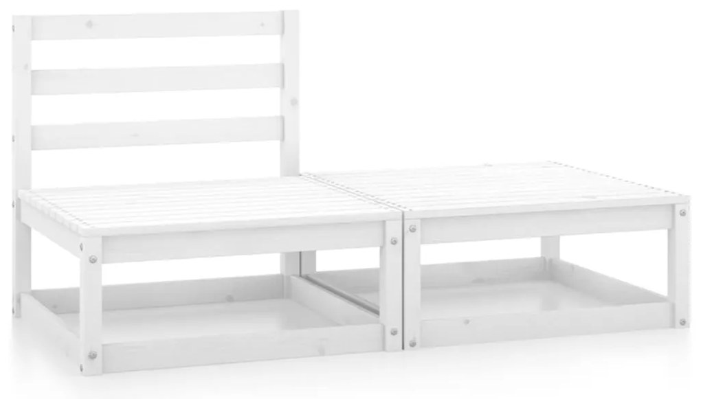 vidaXL Set mobilier de grădină, 2 piese, alb, lemn masiv de pin