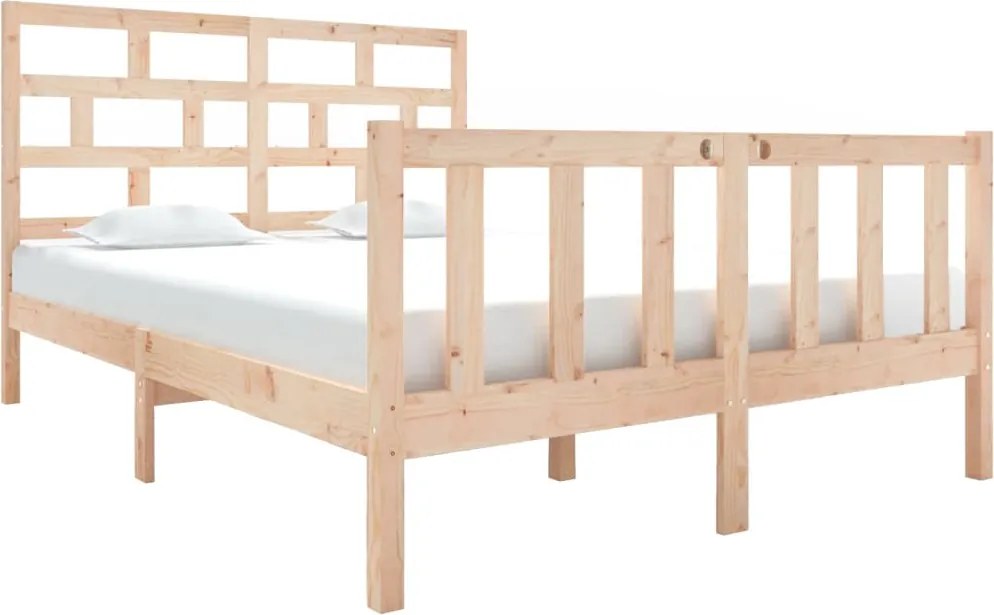 vidaXL Cadru de pat dublu, 135x190 cm, lemn masiv de pin
