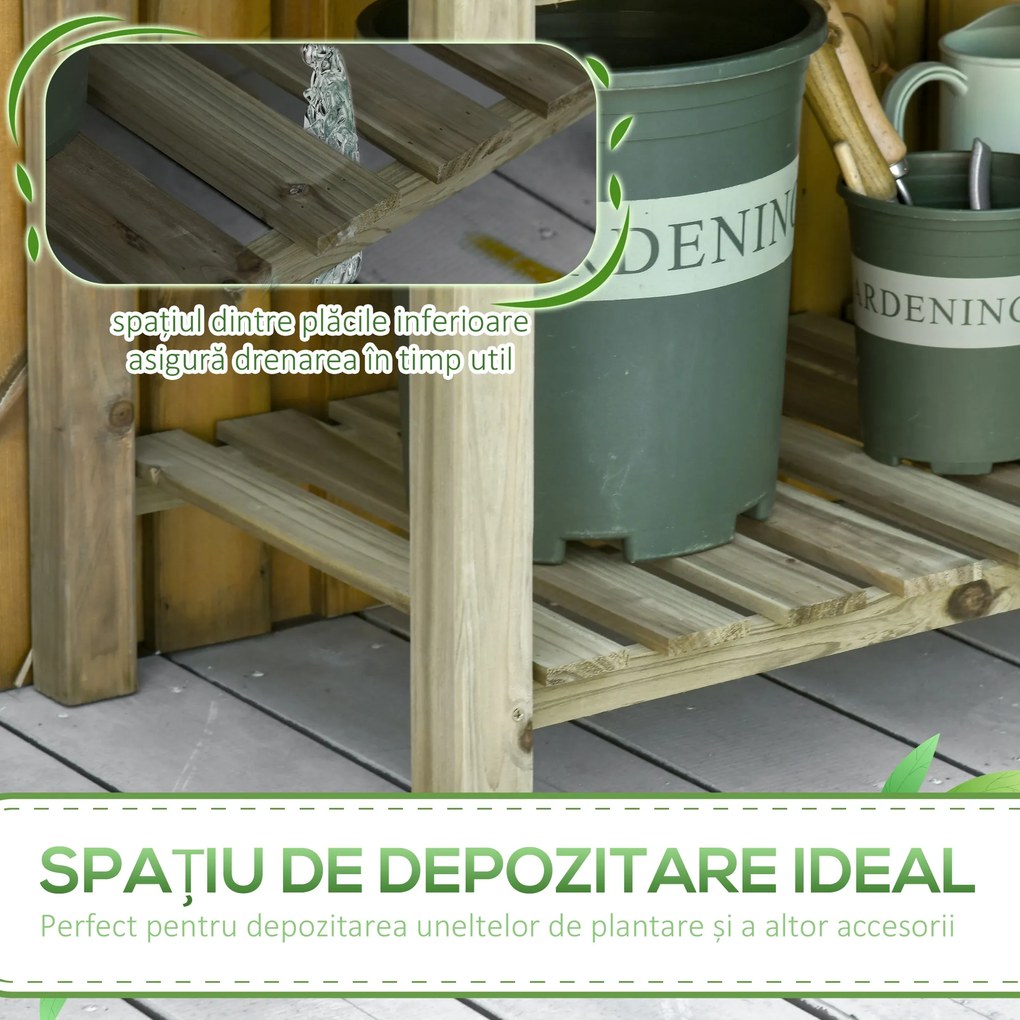 Outsunny Jardinieră Inălțată din Lemn cu Raft Inferior, Ideală pentru Grădină și Balcon, Suport pentru Plante, 91x51x76 cm | Aosom Romania
