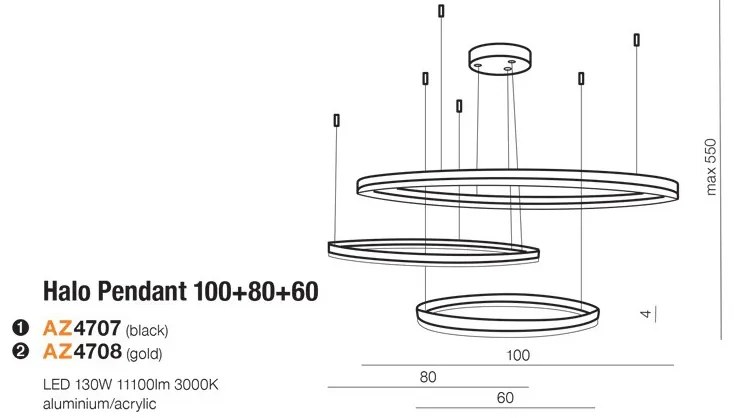 Lustra LED XXL suspendata design modern circular geometric Halo BK