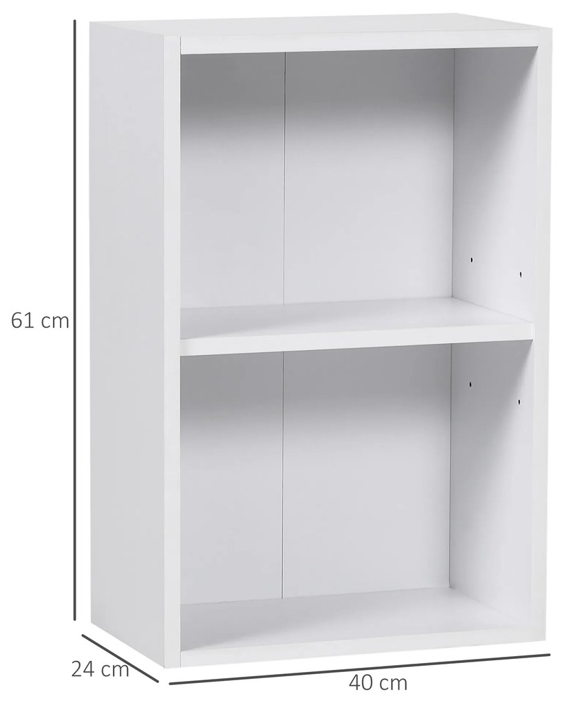 Biblioteca din lemn HOMCOM, cu raft, 40x24x61 cm, alba | Aosom Romania