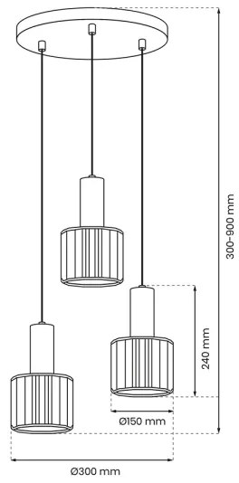 Lustră pe cablu CRISTAL 3xE27/60W/230V neagră