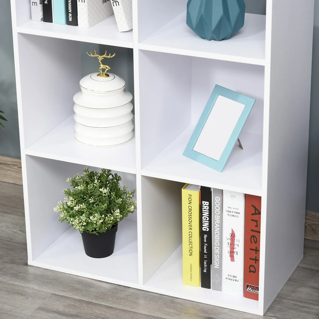 HOMCOM Biblioteca cu 6 Compartimente Cub Alba 91.5x29.5x61.5cm | Aosom Romania