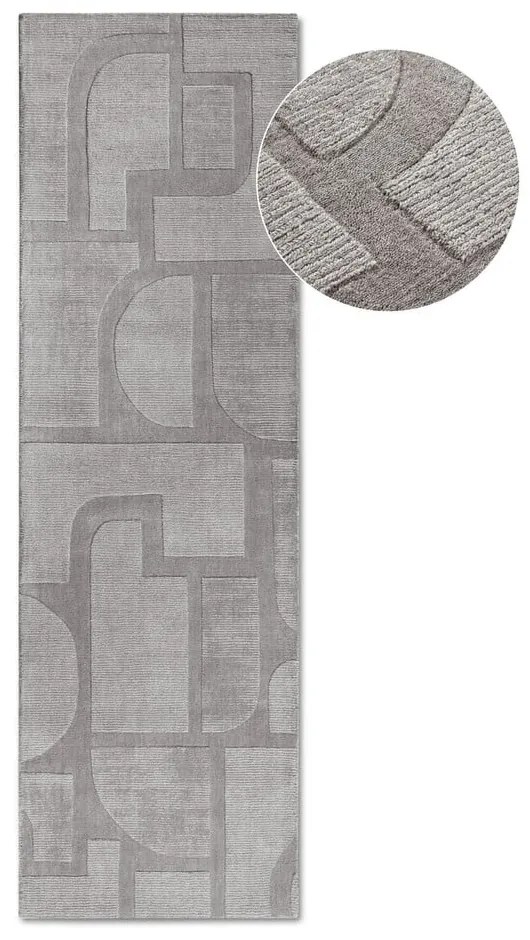 Covor tip traversă gri țesut manual din lână 80x250 cm Alexis – Villeroy&amp;Boch