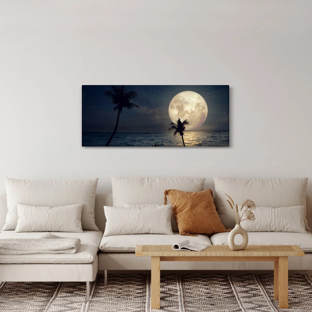 Tablou - Plajă cu lună plină (120x50 cm)