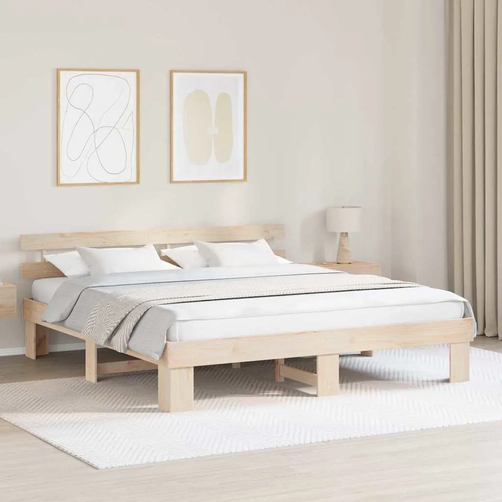 vidaXL Cadru de pat cu tăblie 180x200 cm din lemn masiv de pin