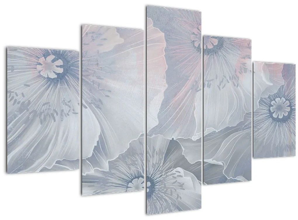 Tablou - Flori albastre pe perete (150x105 cm)