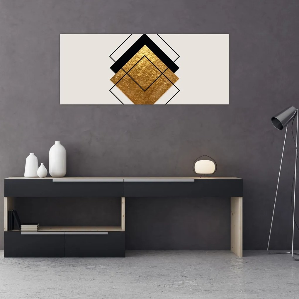 Tablou - Abstracție de aur și alb N⁰1 (120x50 cm)