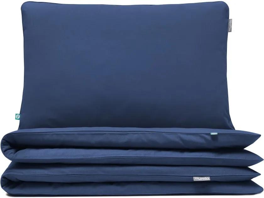 Lenjerie de pat din bumbac pentru 2 persoane Mumla, 200 x 200 cm, albastru închis