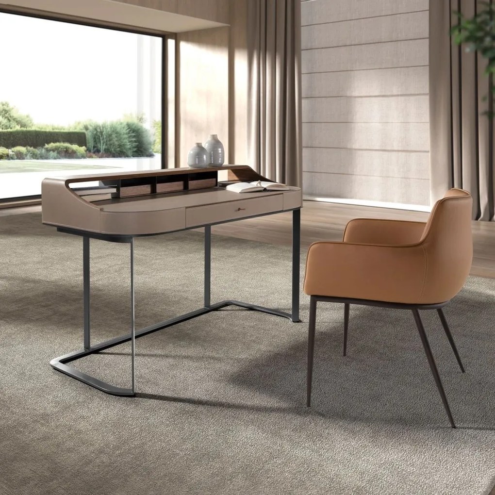 Birou deosebit design LUX Walnut-Leatherette Mink