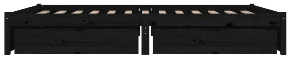 Cadru de pat cu sertare, negru, 120x200 cm Negru, 120 x 200 cm