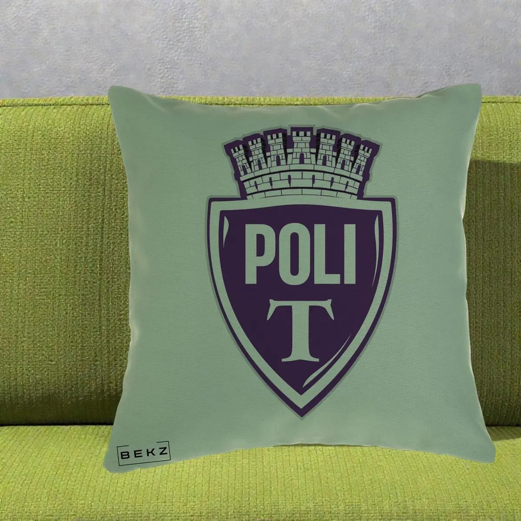Perna Personalizata Poli Timisoara Fotbal, 40x40 cm, Verde, Husa Detasabila, Perna Inclusa, BEKZ®