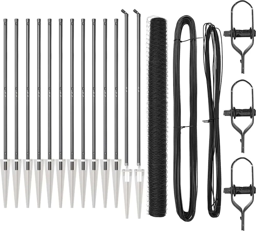 vidaXL Stâlp de gard. Gri 25 x 1,5 m (plasă de 50 mm) Oțel