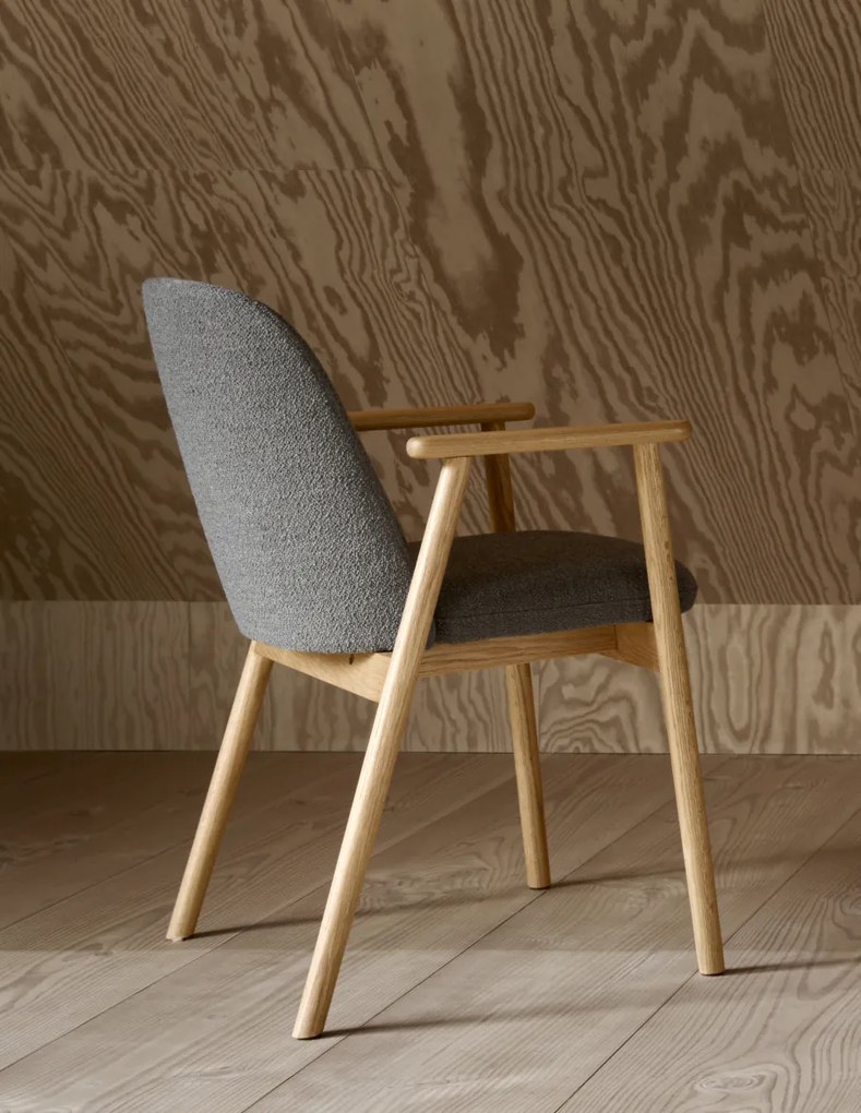 MAZZONI EXPORT RODERIC Maro Taupe (țesătură Monza 40)/cadru stejar uleiat - SCAUN DE LEMN BOUCLÉ PENTRU SUFRAGERIE LIVING BUCĂTĂRIE RETRO