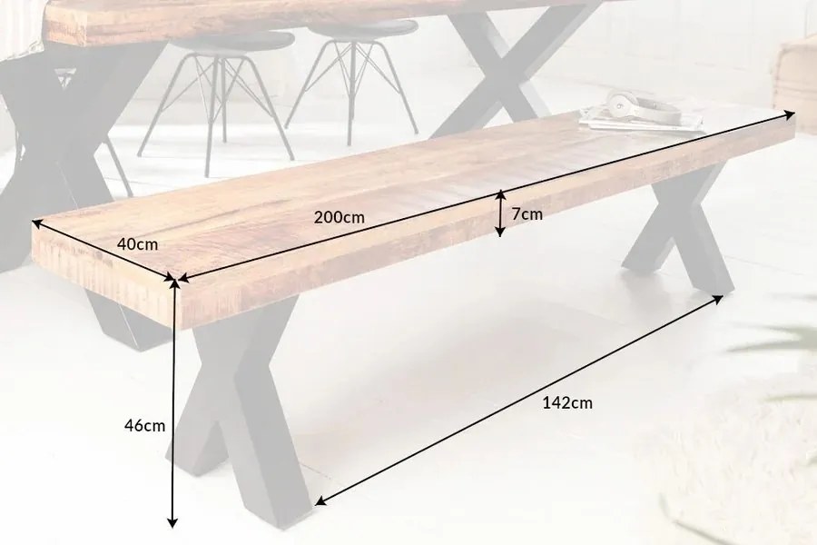 Banca industrial style Iron Craft mango, 200cm A-6540159 VC