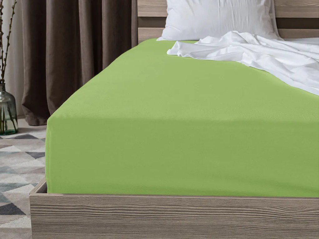Cearsaf Jersey EXCLUSIVE cu elastic 180 x 200 cm verde