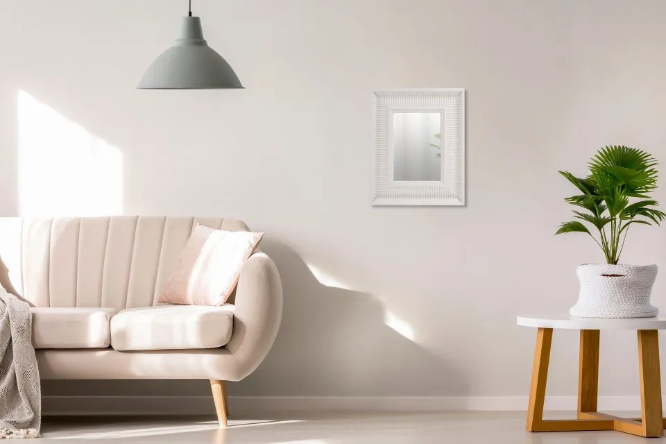 Oglinda dreptunghiulara cu rama din polistiren alba Howard, 49cm (L) x 40cm (L) x 3cm (H)