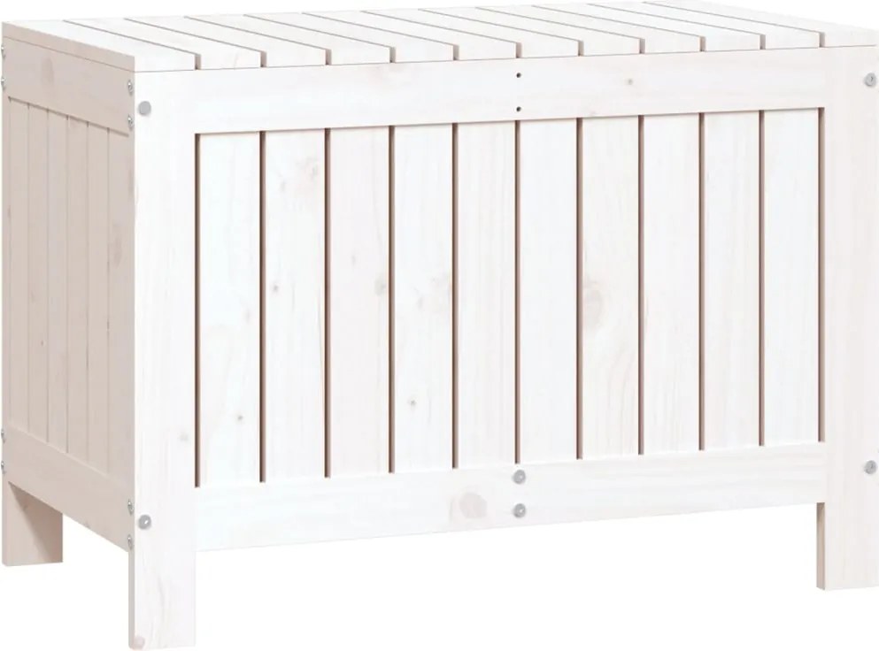 vidaXL Cutie de depozitare grădină, alb, 76x42,5x54 cm, lemn masiv pin