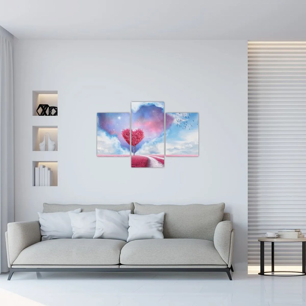 Tablou - Copac de inimă roz (90x60 cm)