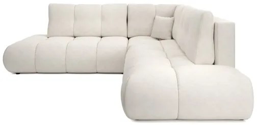 Colțar tapițat extensibil ALMADA, în formă de L, cu spațiu de depozitare, versiune stânga, bej